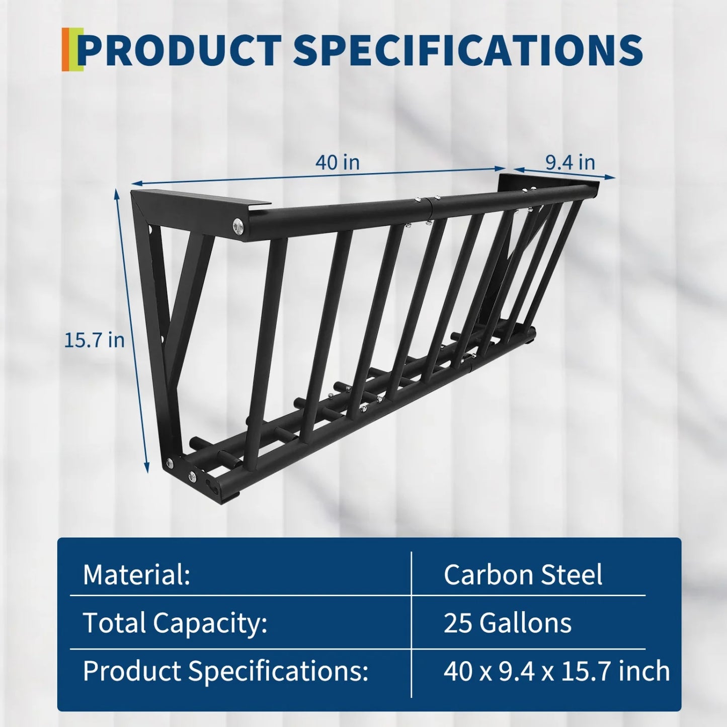Wall Mount Hay Feeder Rack, Heavy Duty Carbon Steel Hay Holder, Large Capacity for Horses Goats Cattle Sheep Livestock,Farm Use