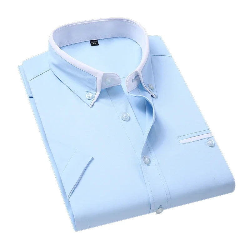 BROWON Mens Short Sleeve Summer Business Shirt Button Up Casual