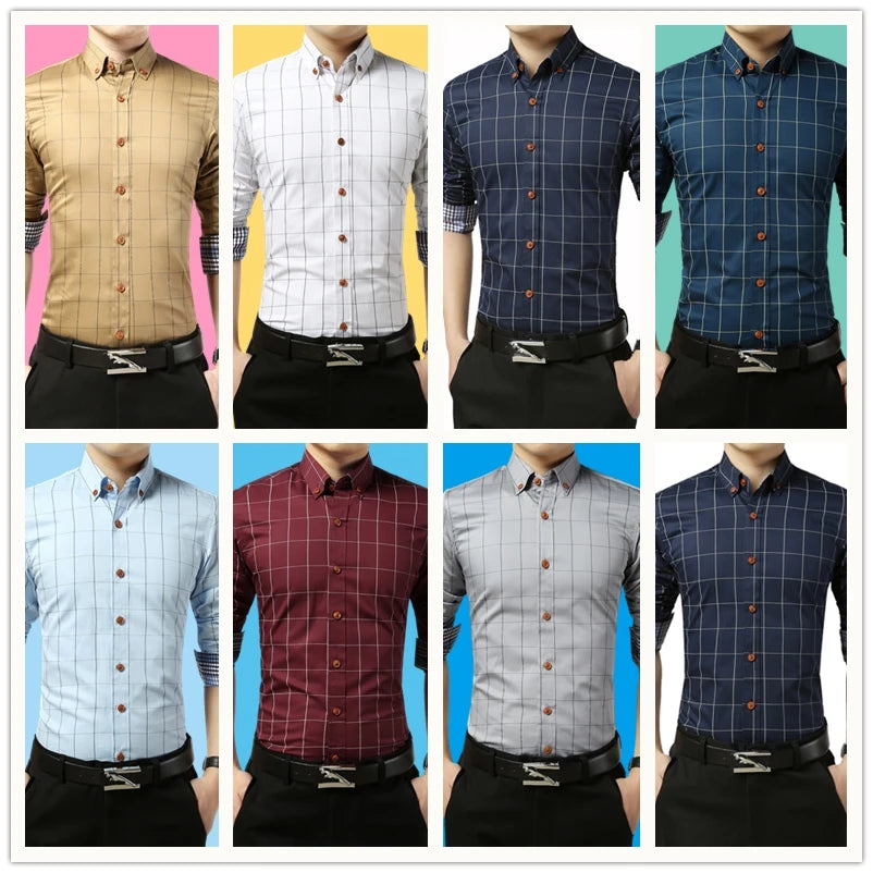 Browon Premium Men Long Sleeve Button Up Dress Shirt