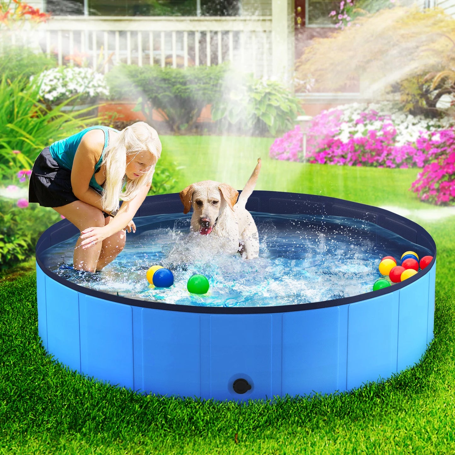 Foldable Portable Pet Pool With Anti-Slip Bath For Pets