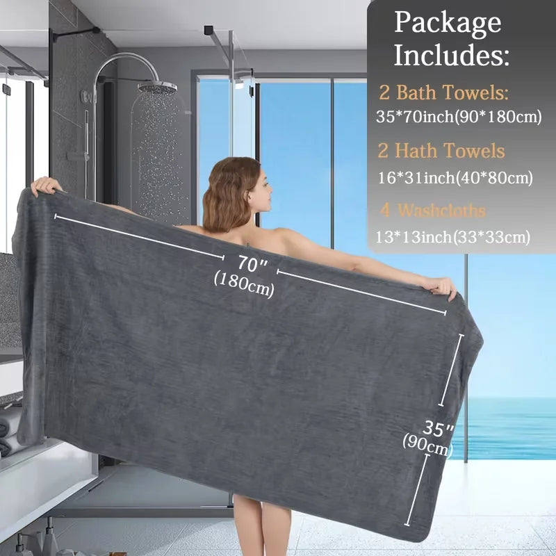 Belista Eight-Piece Bath Towels Set Soft Absorbent Quick Dry