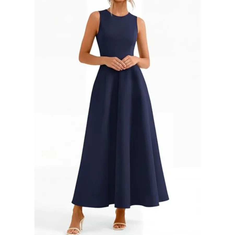 PRETTYGARDEN Women's Maxi Dress Summer Wedding Guest 2026 Spring A Line Long Tank Flowy Modest Sleeveless Cocktail Dresses