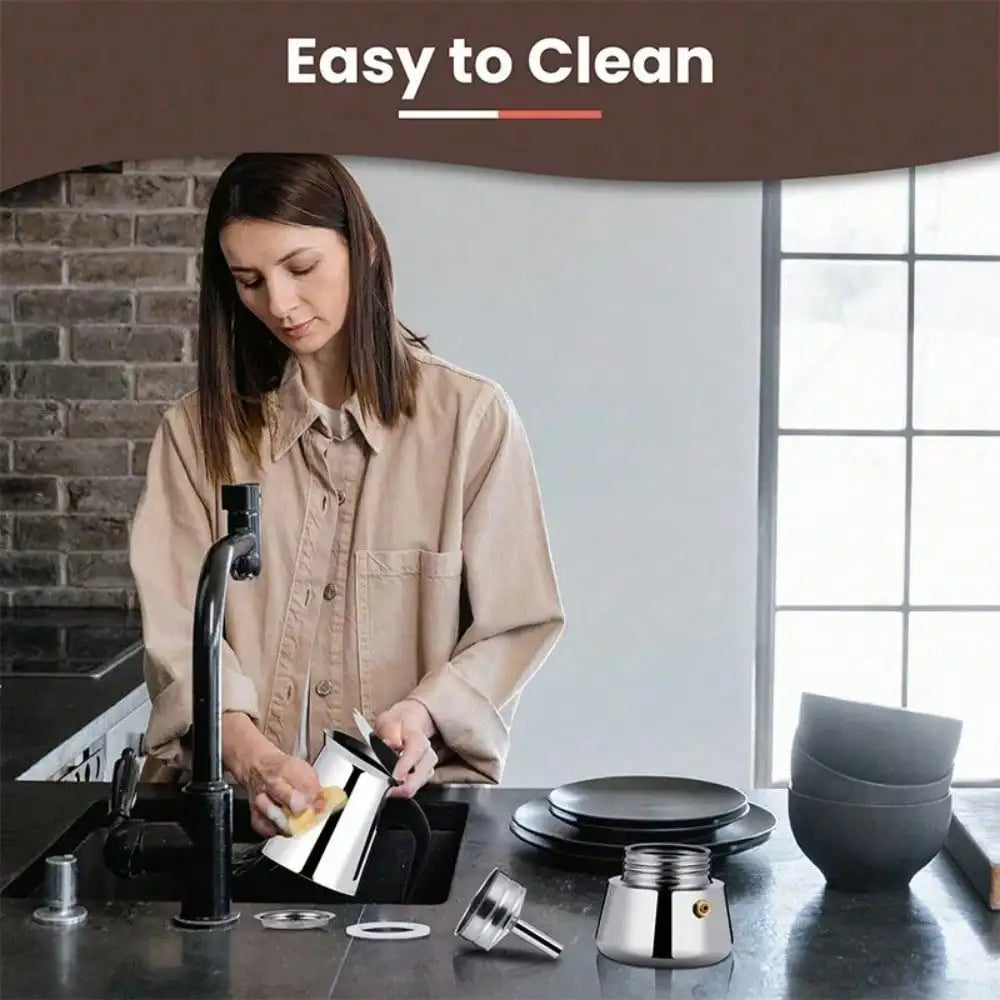 Stainless Steel Moka Pot and Espresso Maker for Home Use
