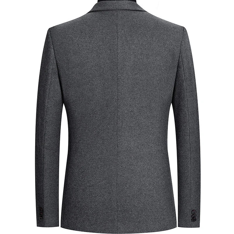 BROWON Brand 2026 New Autumn Formal Woolen Overcoat Mens Wedding Pocket Business Casual Blazer for Male Korean Fashion Coat