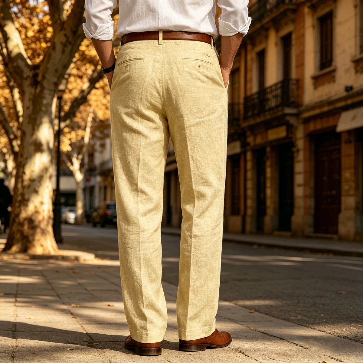 Men's Summer Linen Suit Pants High Waist Pleated Wide Leg Casual Trousers Business Formal  Breathable Loose Fit Straight Pants