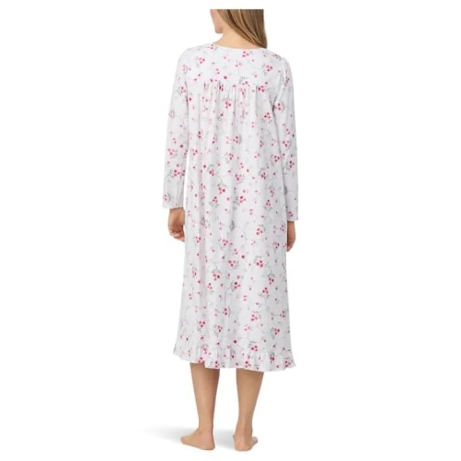 womens Cotton Peached Jersey Knit 48" Long Long Sleeve Nightgown