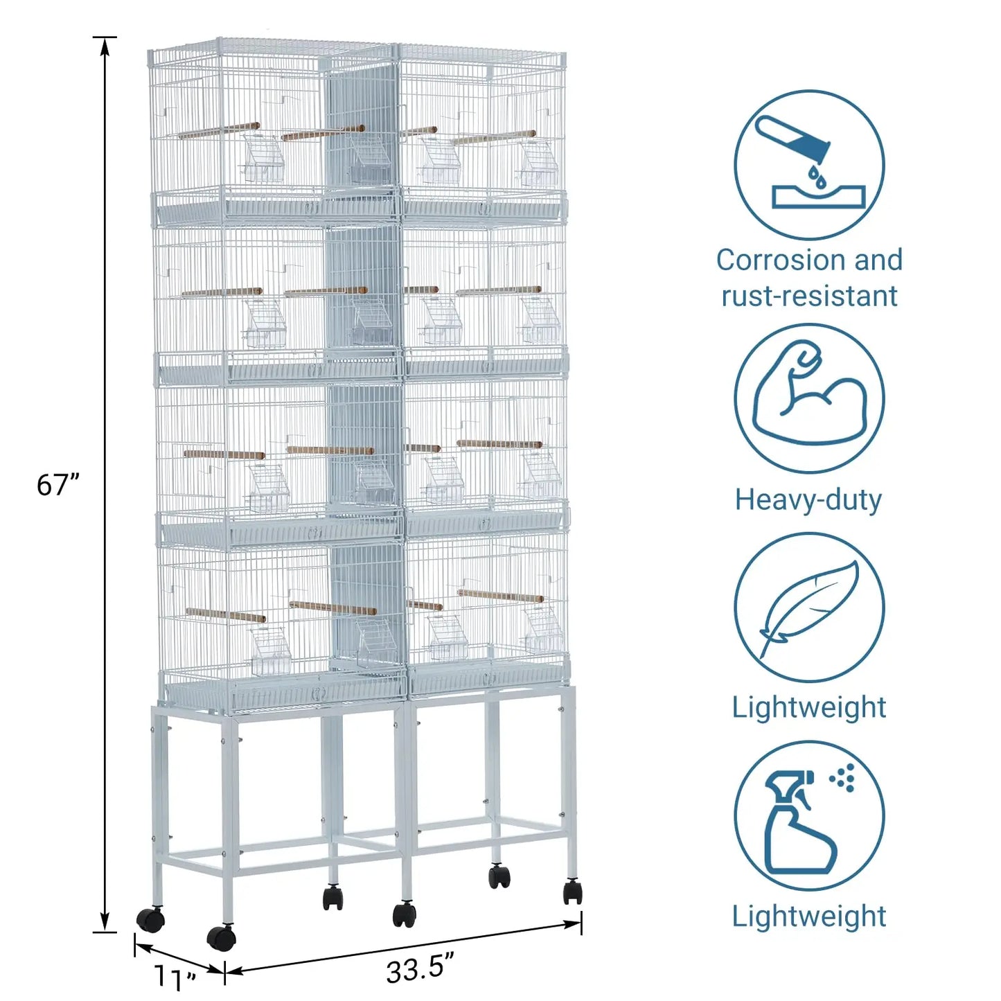 HiMISS 4-Tier Metal Bird Cage For Parrots And Birds