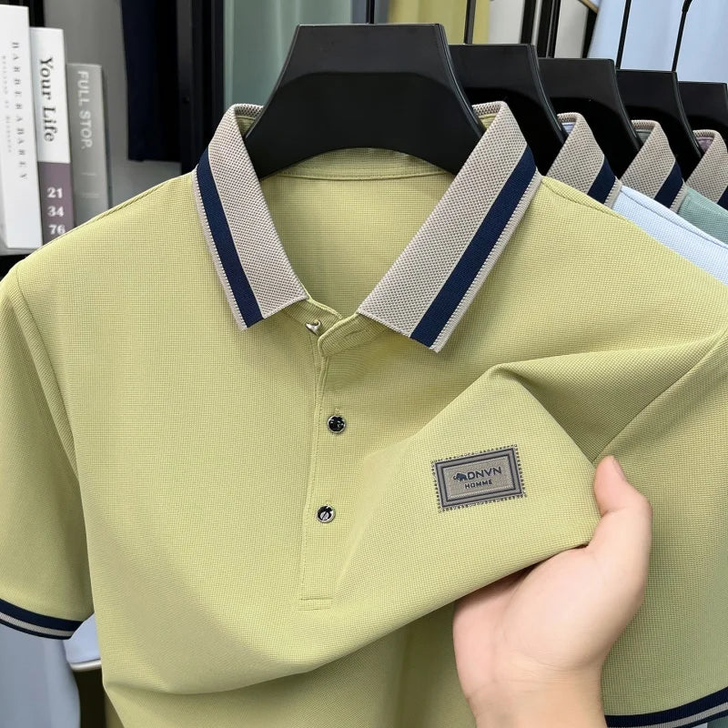 BROWON Men's Breathable Polo Shirt Short Sleeve Smart Casual Top