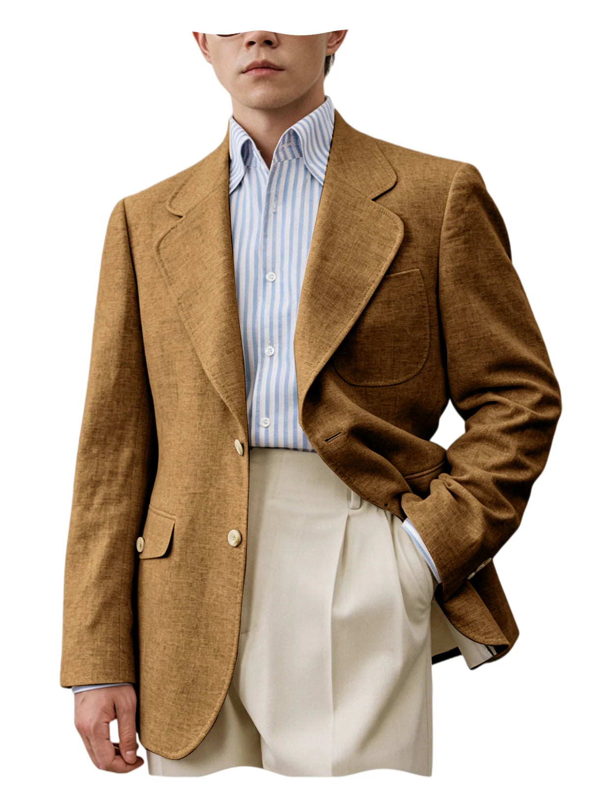 Men's Linen Blazer Casual Business Suit Jacket Single Breasted Notch Lapel Sport Coat Breathable Summer Wear for Wedding Party