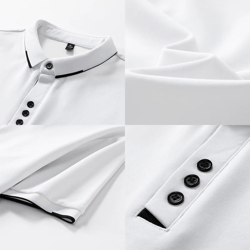 Browon Men Summer Cotton Turn Down Collar Short Sleeve Tee