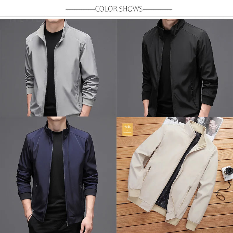 BROWON Fashion Jacket Men Autumn New Korean Mens Coats Stand Collar Casual Jacket Youth Trend Jackets for Men Plus Size M-5XL