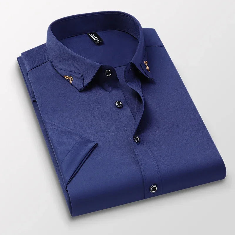 Browon Men Short Sleeve Anti Wrinkle Casual Shirt
