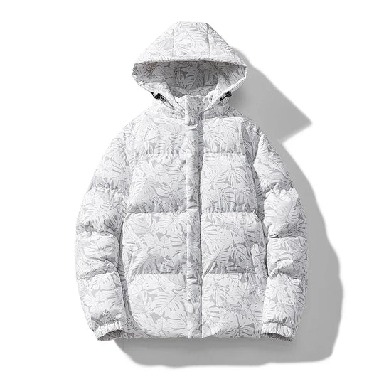 BROWON Brand Maple Leaf Printing Parkas Mans 2026 Autumn Winter New Baggy Fashion Hooded Down Jacket for Male Daily Outdoors