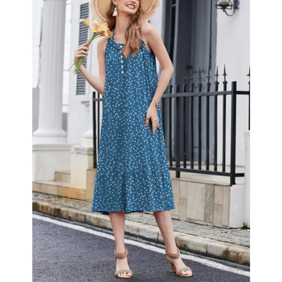 Ekouaer 2 Pack Nightgowns for Women Sleeveless Long Night Gowns Victorian Nightdress with Pockets Soft Ladies Gown