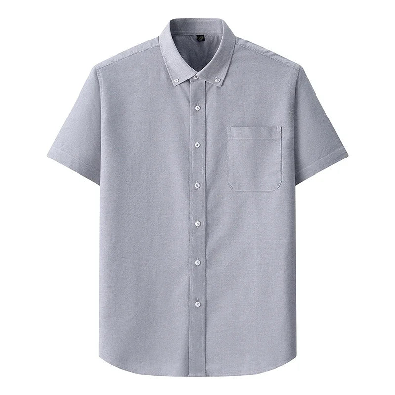 BROWON Men Oxford Short Sleeve Collared Office Shirt