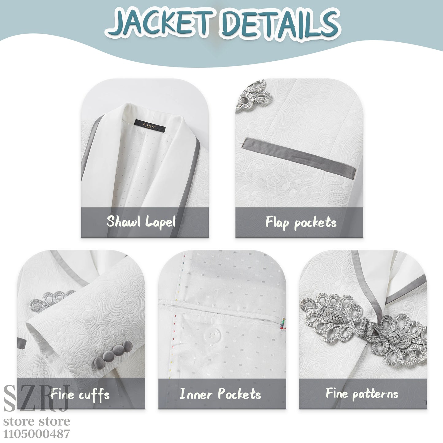 Men's Formal Tuxedo Set With Shawl Collar, Vest And Trousers