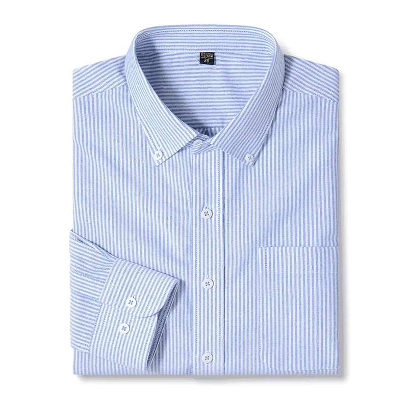 BROWON Brand Spring Autumn Casual Men Shirts Long Sleeve Business Oxford Cloth Work 100% Cotton Shirts Mens Moda Hombre 2026