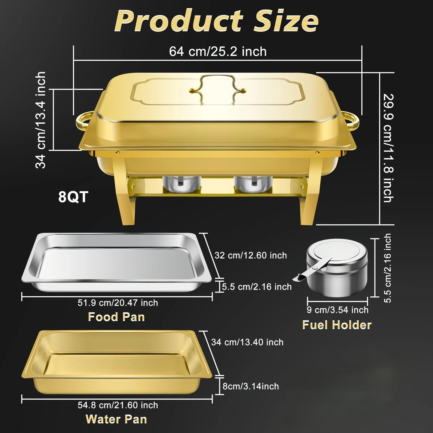 Premium Stainless Steel Buffet Baking Tray Set 6 Pack