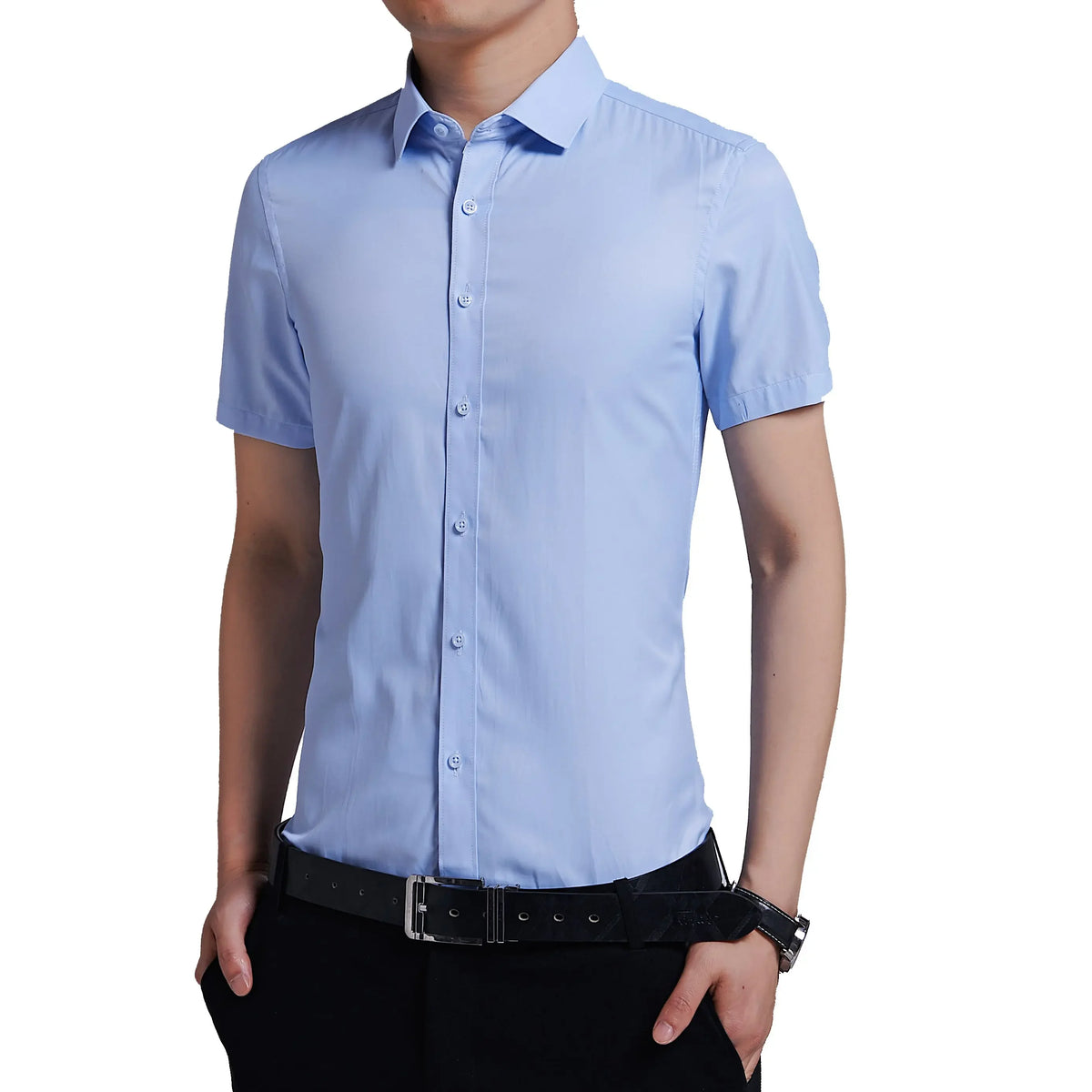 BROWON Quick Drying Men Business Casual Short Sleeve Shirt