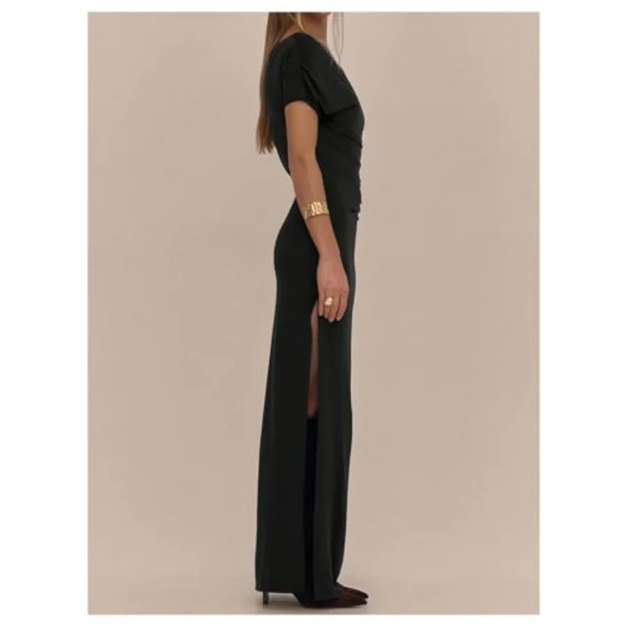 GORGLITTER Women's Asymmetrical One Shoulder Maxi Dress Formal Wedding Guest Cocktail Prom Summer Ruched Long Sundress