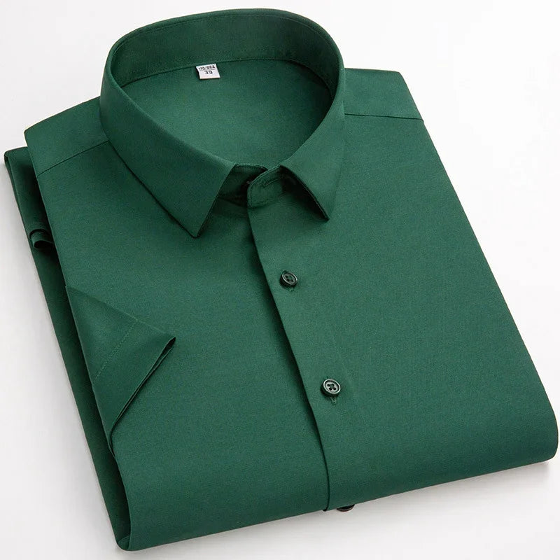 BROWON Men's Summer Business Casual Short Sleeve Shirt