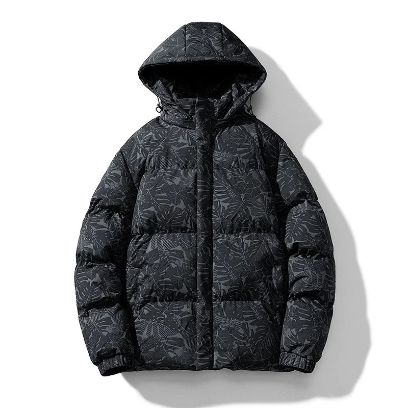 BROWON Brand Maple Leaf Printing Parkas Mans 2026 Autumn Winter New Baggy Fashion Hooded Down Jacket for Male Daily Outdoors