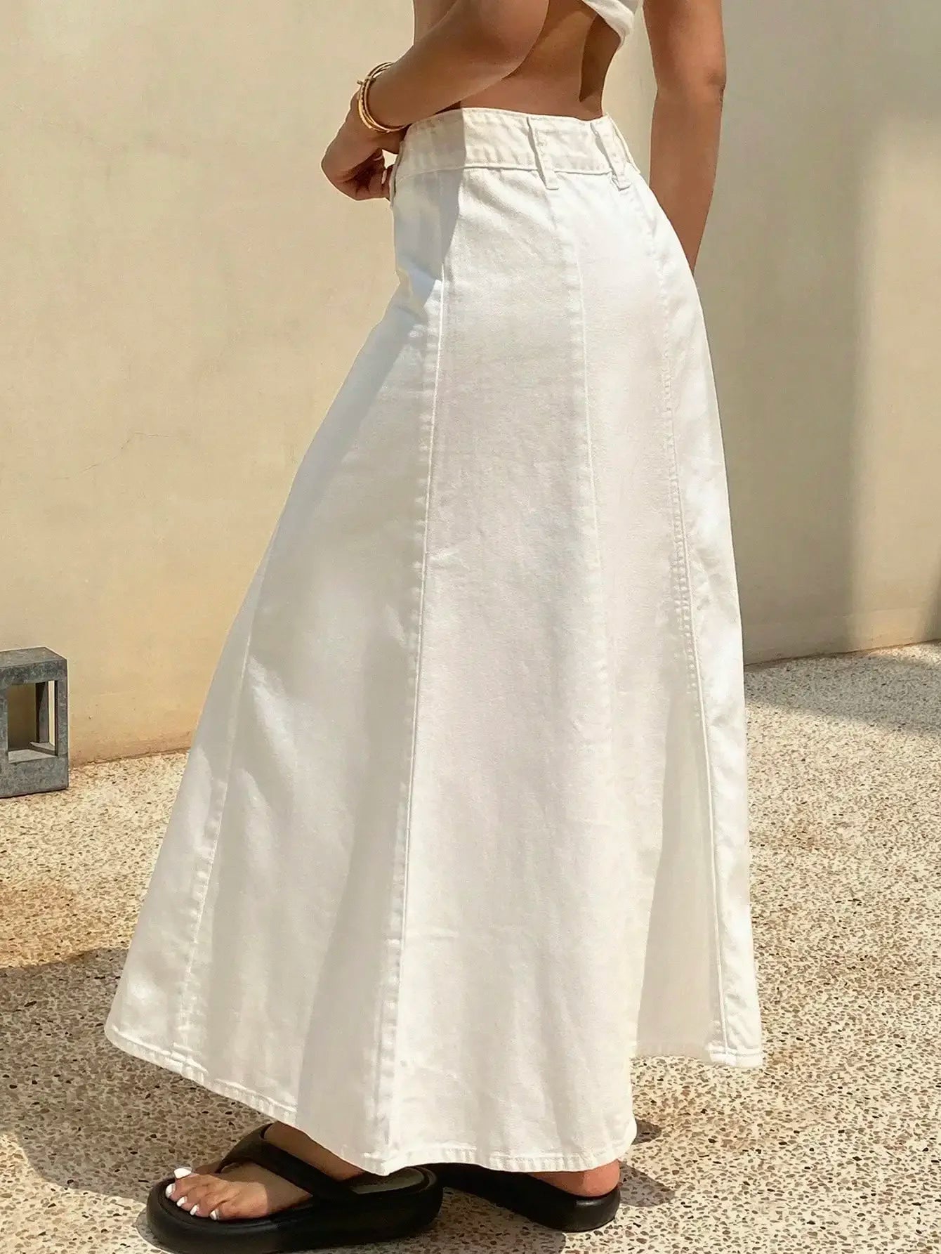 A-Line Denim Midi Skirt for Women 100 Percent Cotton