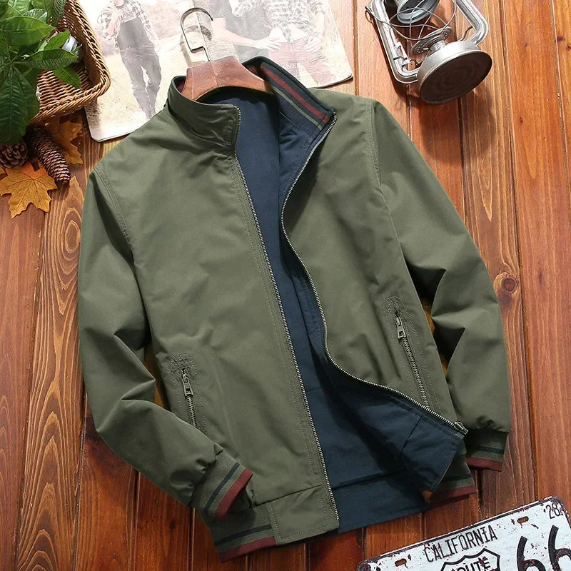 BROWON Jacket Men Spring  Autumn 2026 New Mens Double Sided Wear Stand Collar Casual Jacket Youth Trend Jacket for Men Clothing