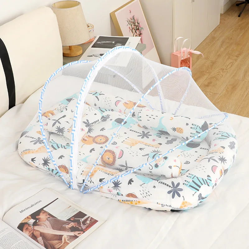 Neonatal Sleeping Pad Bedding Set For Crib With Mosquito Net All Season