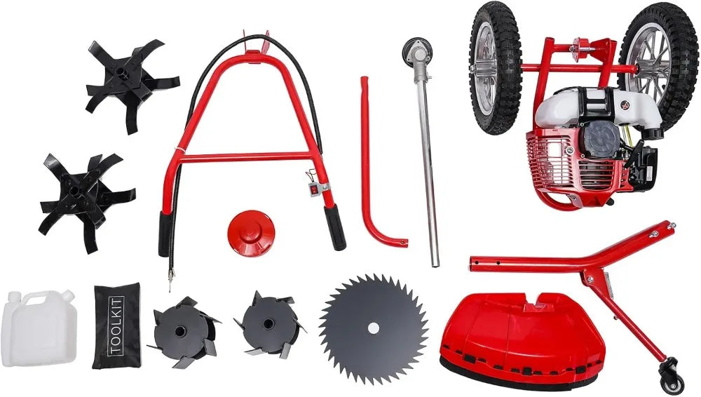 49CC Gas Walk Behind Brush Cutter 2-Stroke Push Mower with Air-Cooled Engine 7000r/min High Speed Weeding Machine