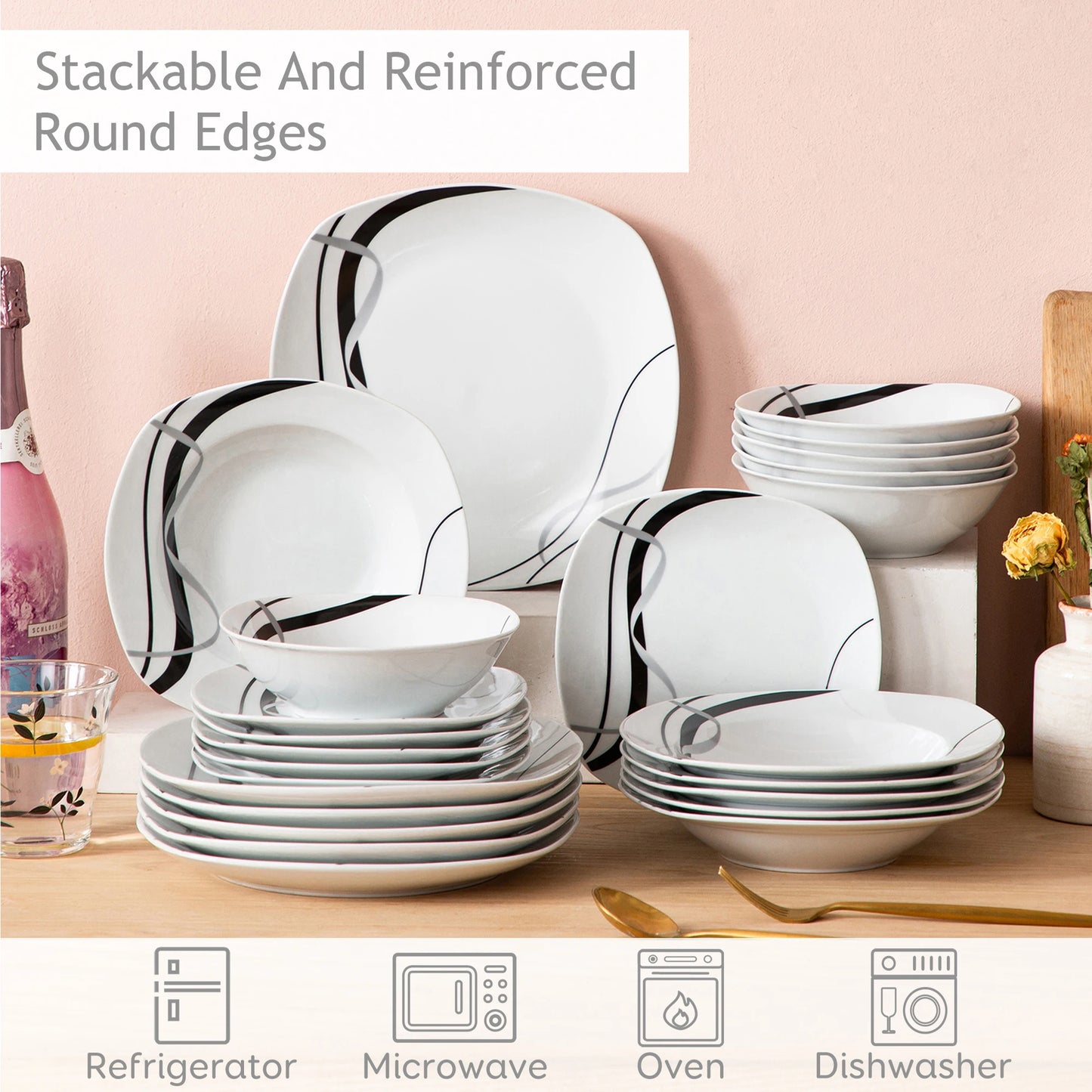 MALACASA Fiona Porcelain Dinnerware Set 18 36 Pieces