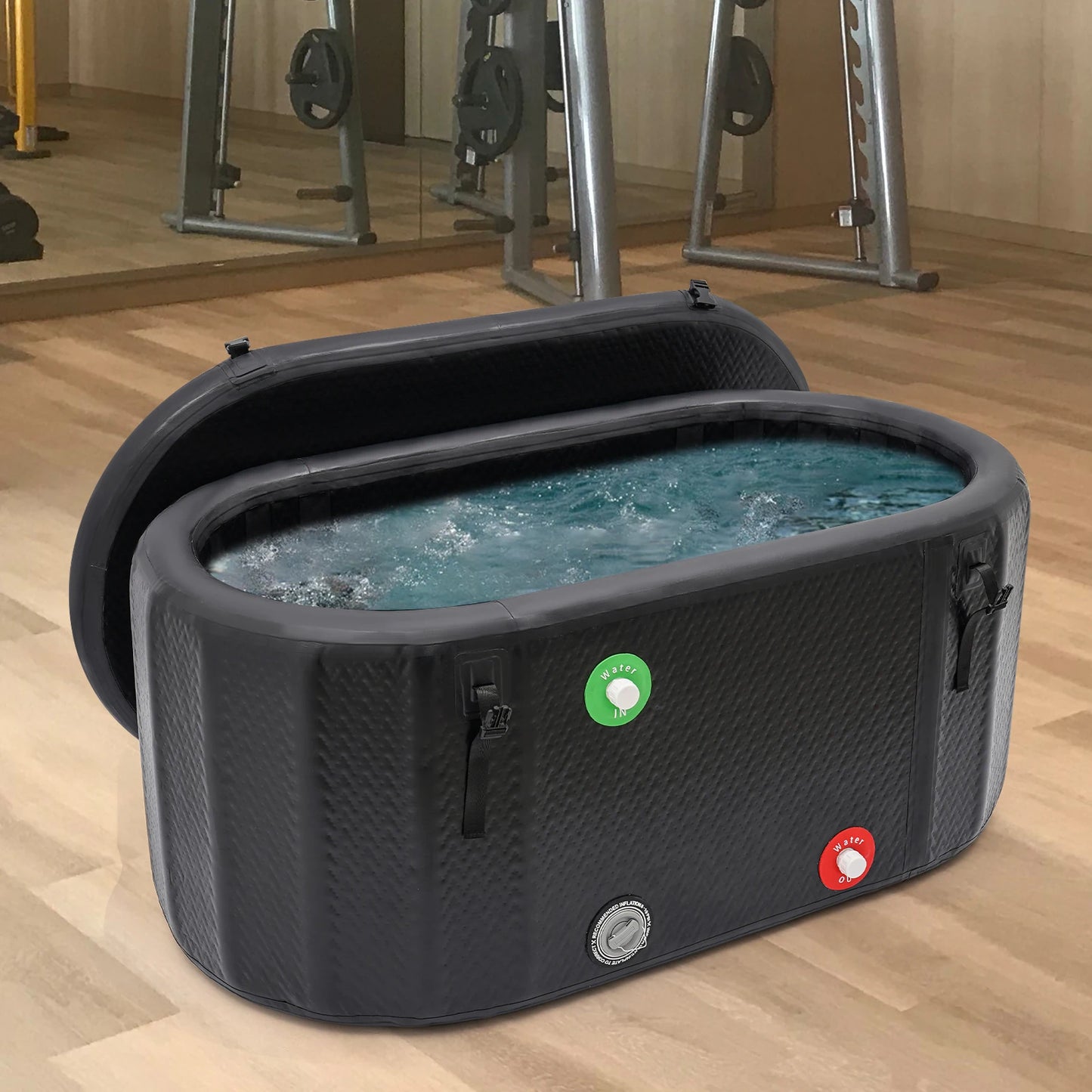 275L/370L Inflatable Cold Plunge Tub, 132*70/150*80cm Portable Tub Inflatable Ice Bucket Bathtub w/Insulated Lid