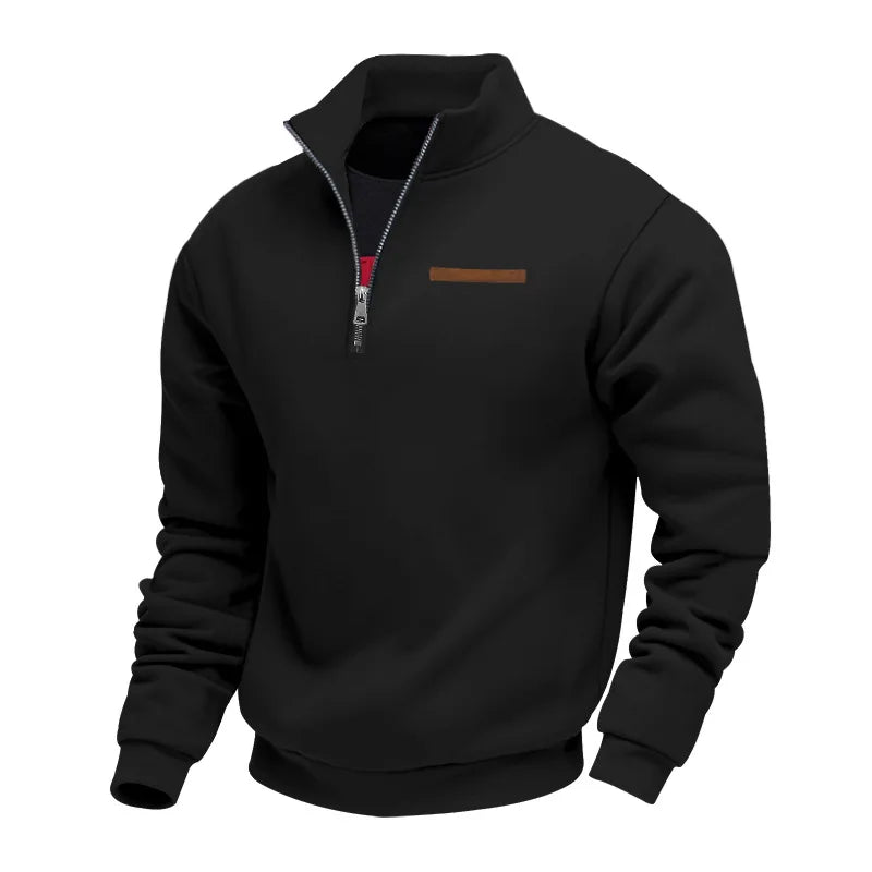 American autumn and winter heavy fleece long-sleeved men's sweater half zipper loose stand-up collar pullover men's 2028