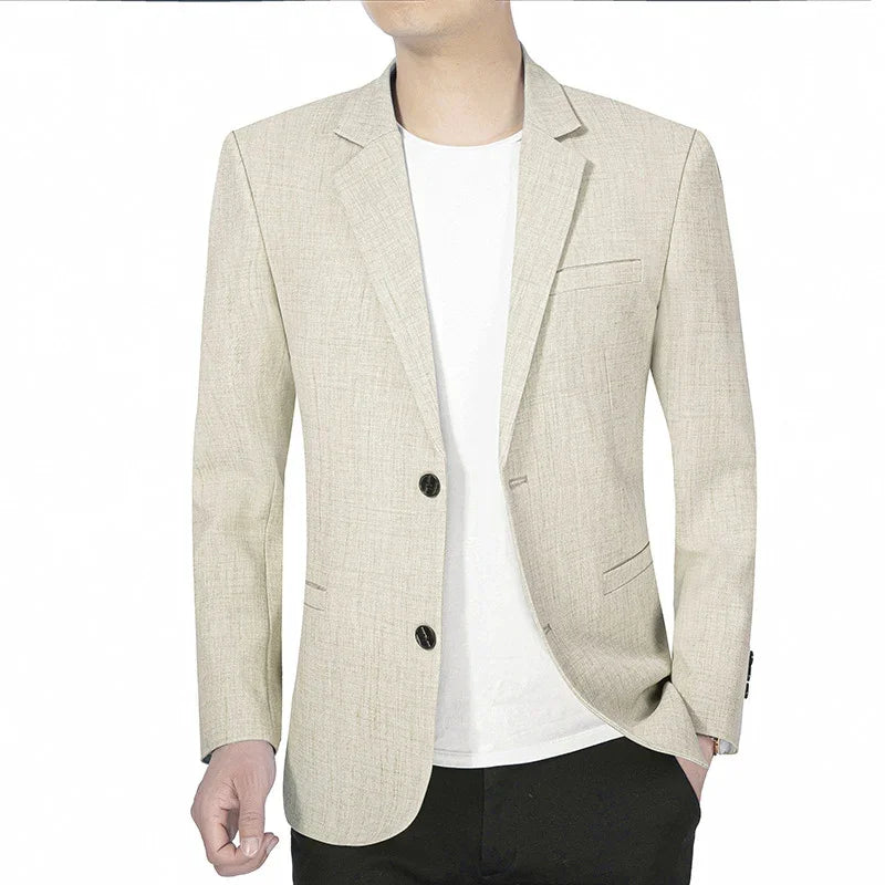 BROWON Brand Middle Aged Men Blazers Jacket 2026 Spring Autumn Two Buttons Business Casual Blazer Male Minimalist Mans Clothing