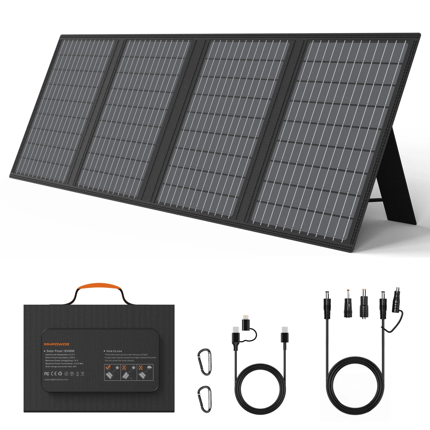 MHPOWOS Foldable 18V Solar Charger 60W 45W Portable Panel