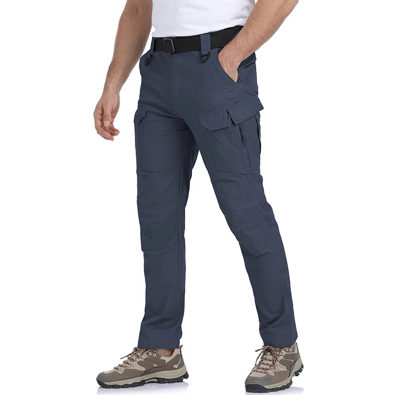 Men's Cotton Hiking Tactical Pants Stretch Lightweight Combat Cargo Work Pants  Rip-Stop Outdoor Pants