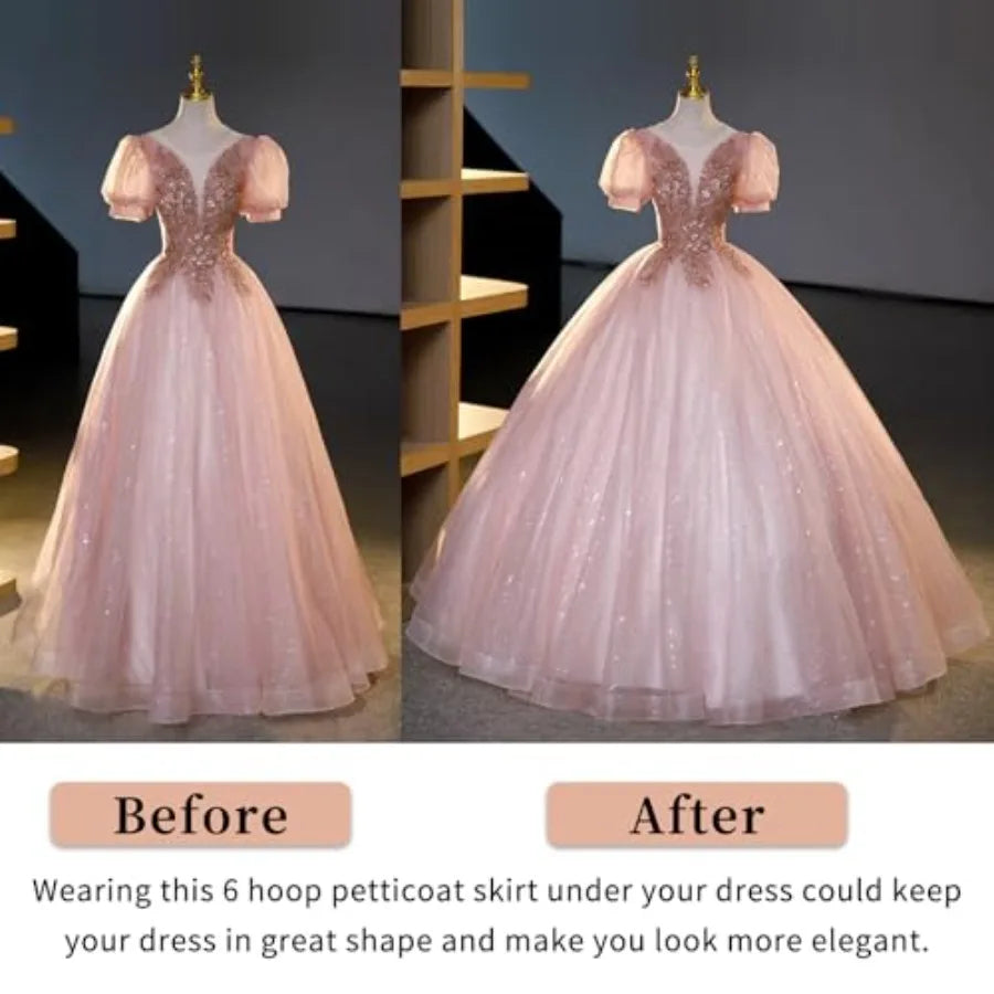 Women Crinoline Petticoat Full A-Line Slips Long Under for Wedding Bridal Dress Ball Gown