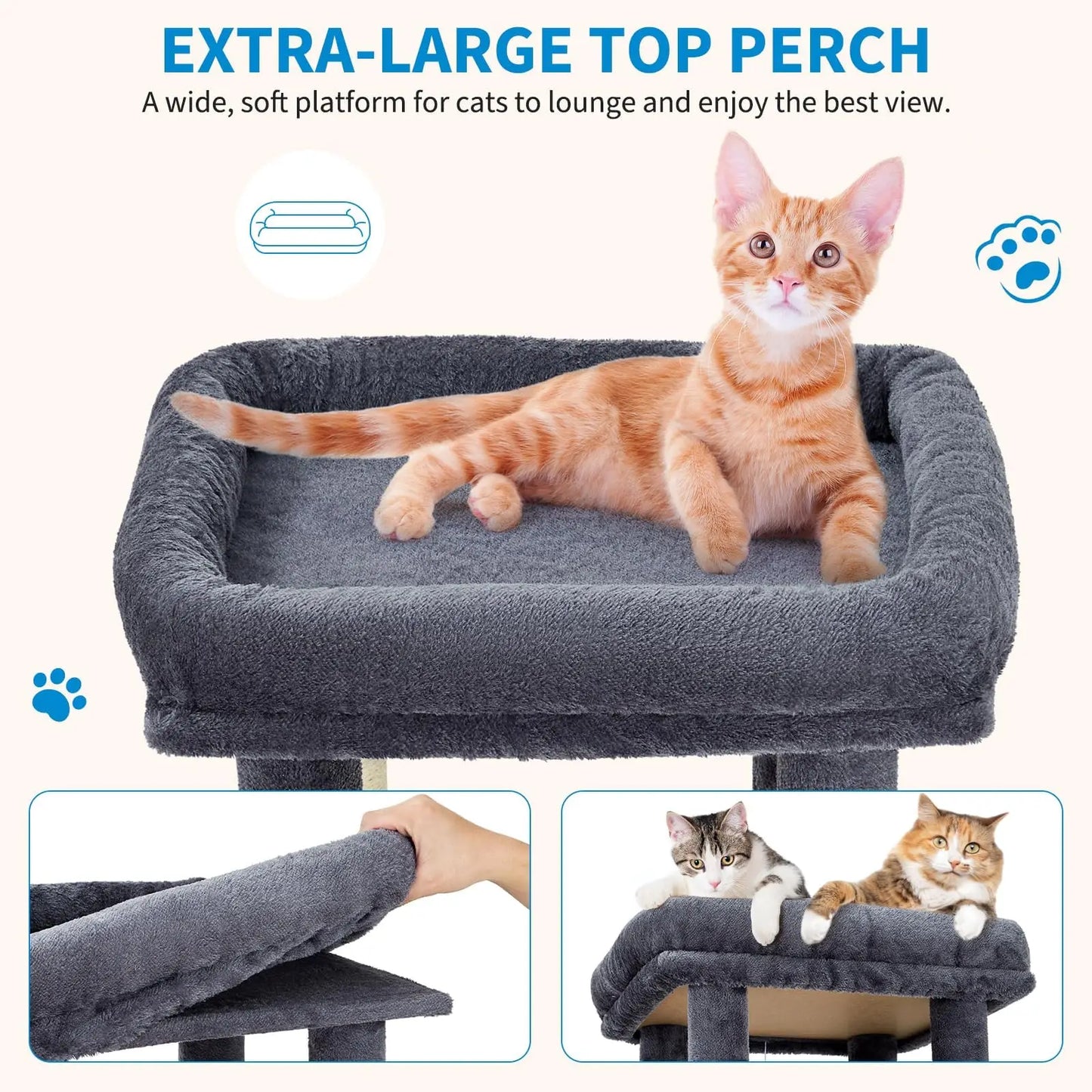 61" Heavy-Duty Multi-Level Cat Tree For Large Cats Oversized Perch & Dual Condos Natural Sisal Posts For Maine Coon