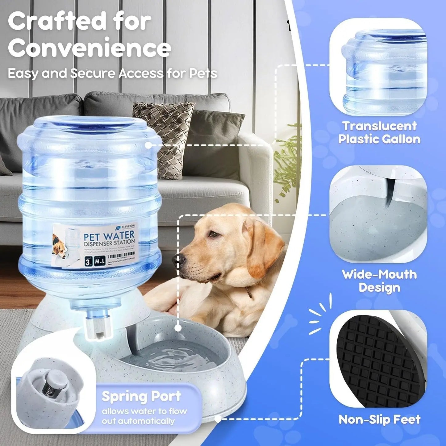 Automatic Pet Water Dispenser for Dogs and Cats Easy Clean