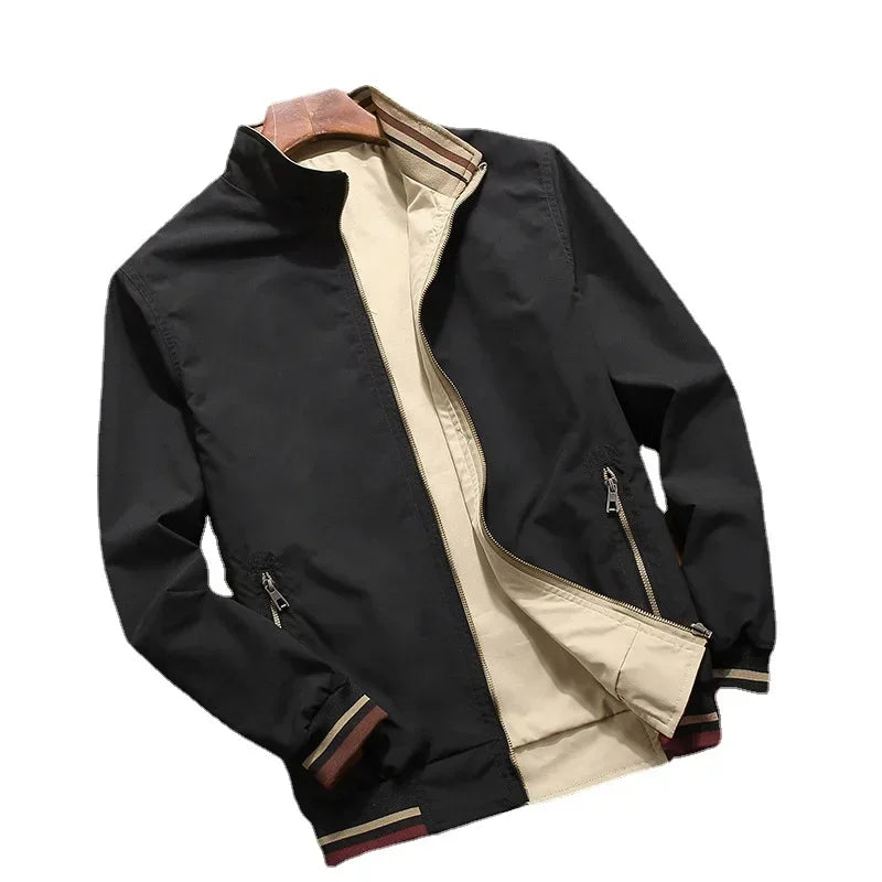 BROWON Jacket Men Spring  Autumn 2026 New Mens Double Sided Wear Stand Collar Casual Jacket Youth Trend Jacket for Men Clothing