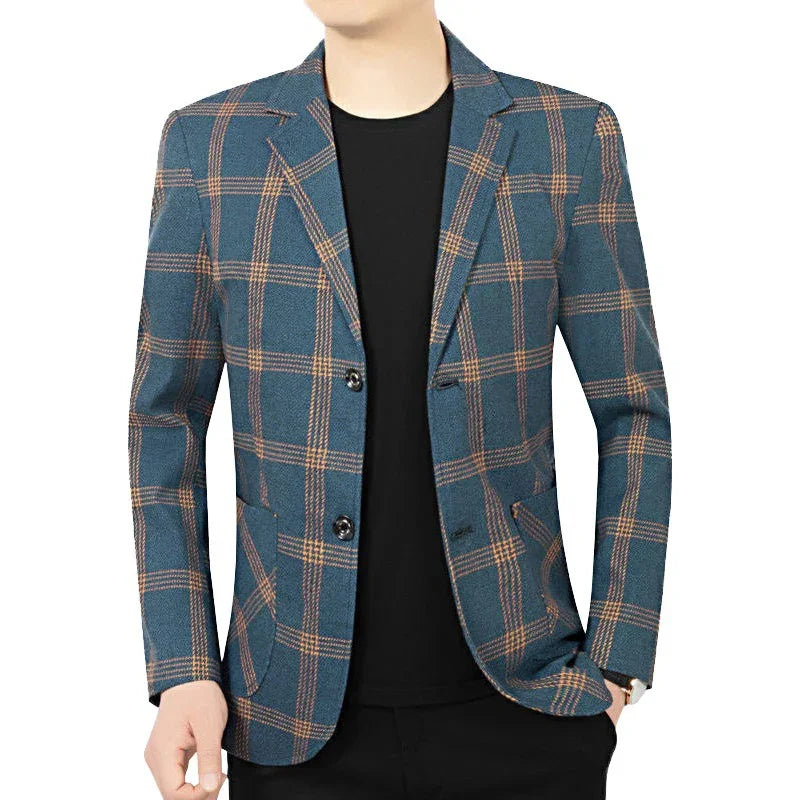 BROWON Brand Plaid Striped Business Blazers for Mens 2026 New Spring Autumn Fashion Casual Suit Jacket Men Interview Coat