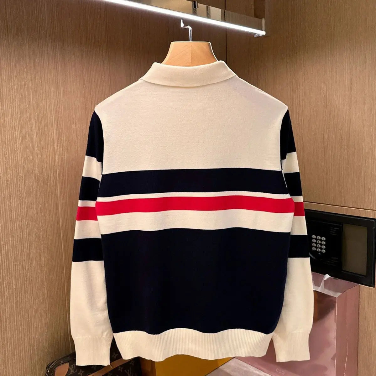 Mens Knit Polo Shirt Long Sleeve Anti Wrinkle Casual Pullover