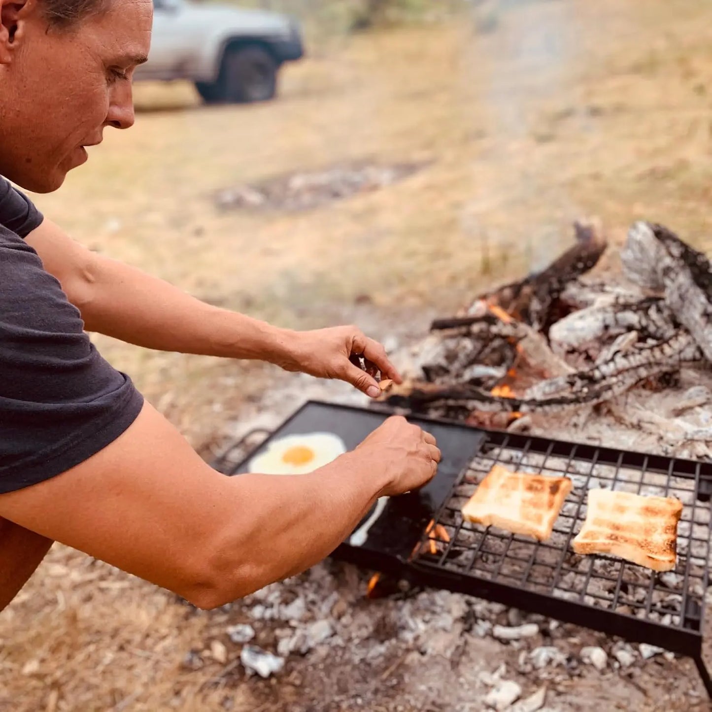 Heavy Duty Folding Campfire Grill Food Safe Portable Cooking Surface Compact Grill Grate Griddle